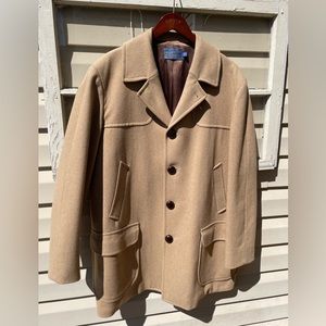 1980’s Made in USA Vintage Pendleton Camel Virgin Wool Overcoat Excellent Cond.